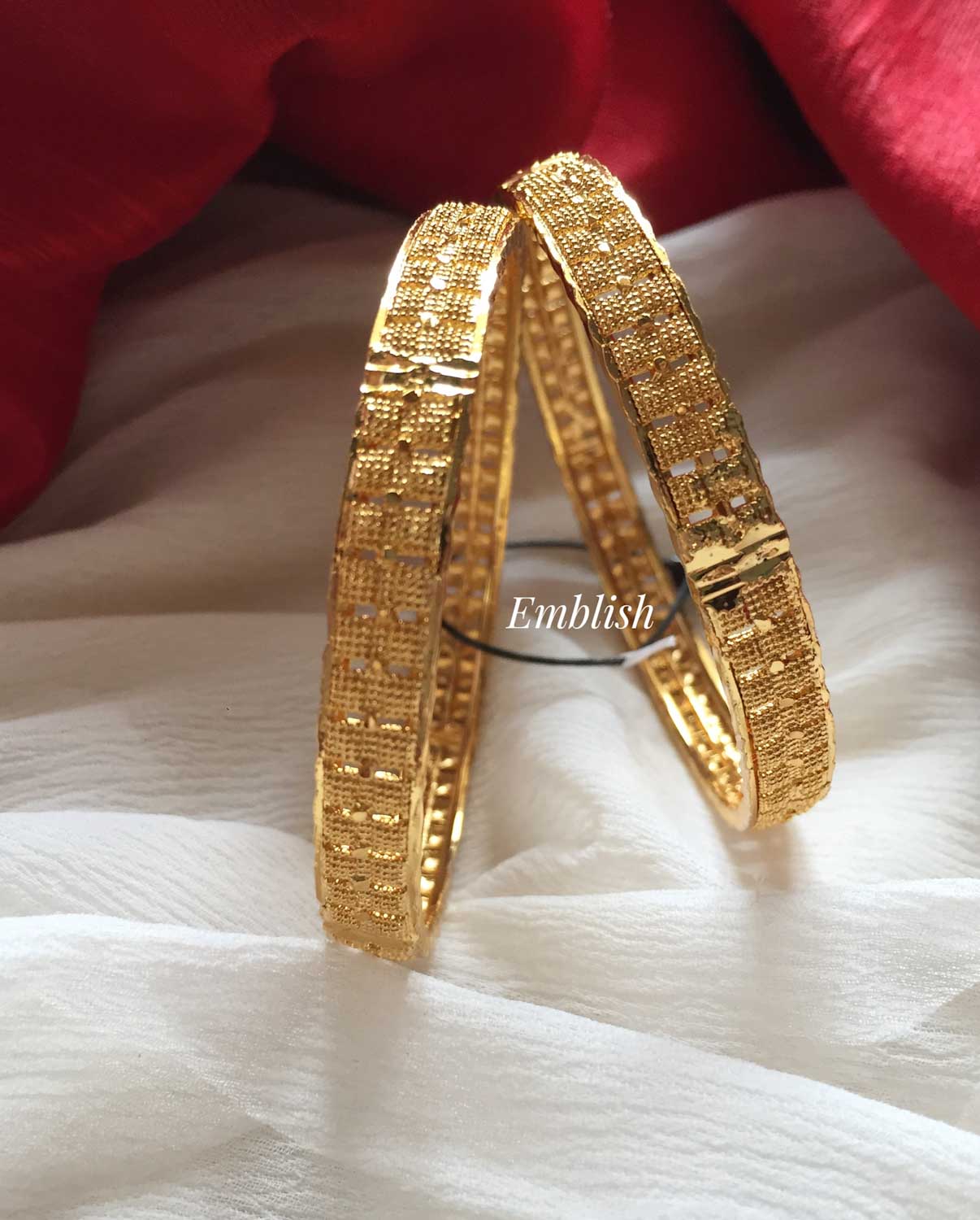 Gold polished Rectangle kids bangles